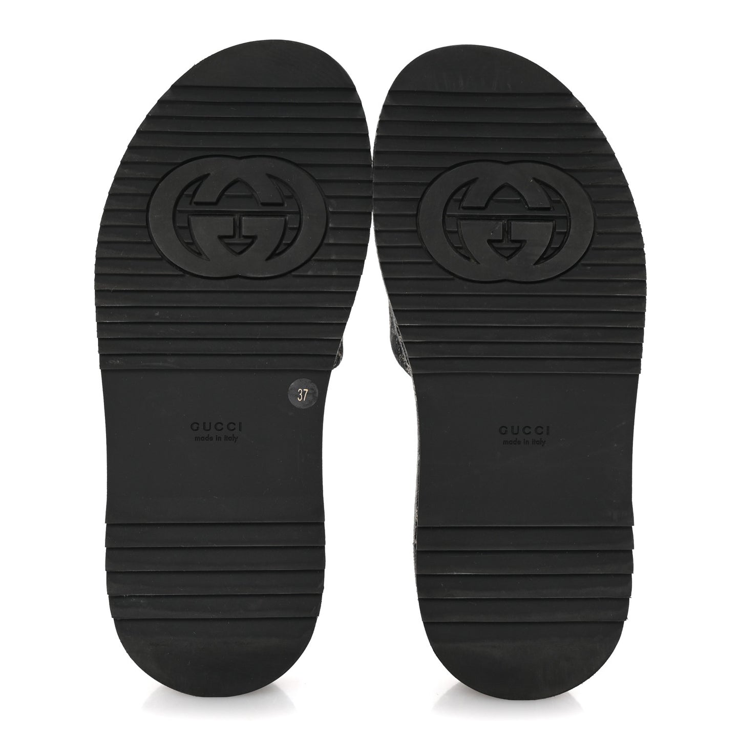 Jacquard Black Denim GG Monogram Angelina Platform 55mm Slide Sandals 37 Black Ivory