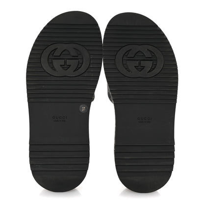 Gucci Jacquard Black Denim GG Monogram Angelina Platform 55mm Slide Sandals 37 Black Ivory 6 of 10