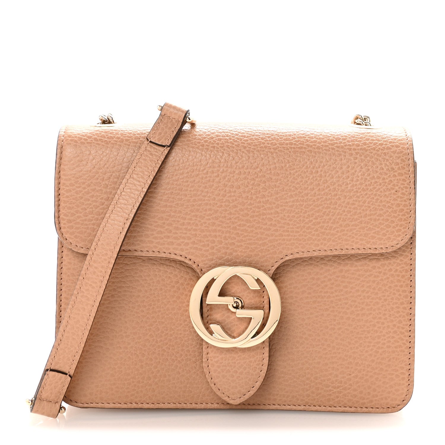 Gucci Dollar Calfskin Small Interlocking G Shoulder Bag Camelia 1 of 10