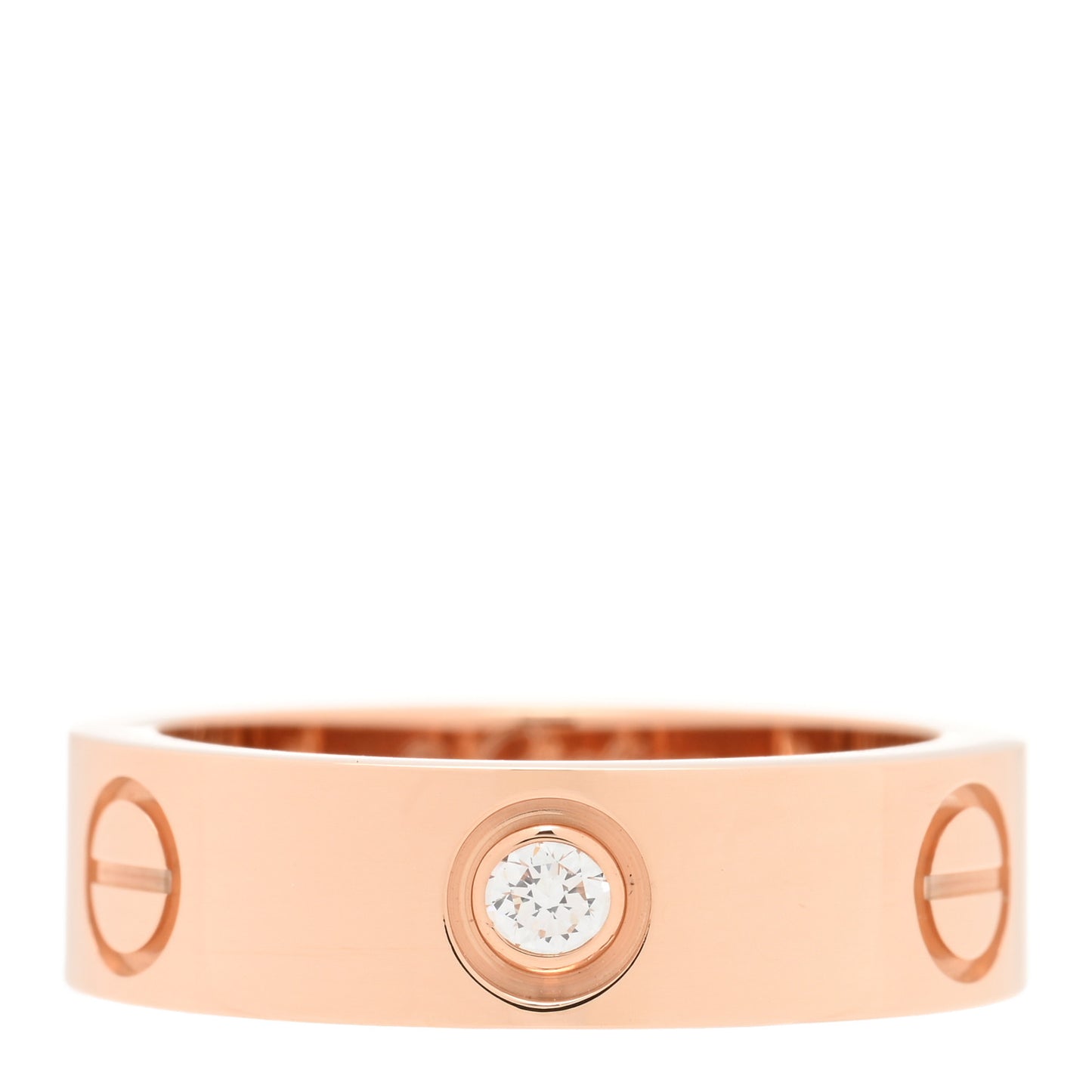 18K Pink Gold 3 Diamond 5.5mm LOVE Ring 52 6