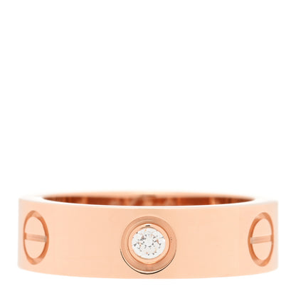 Cartier 18K Pink Gold 3 Diamond 5.5mm LOVE Ring 52 6 1 of 5