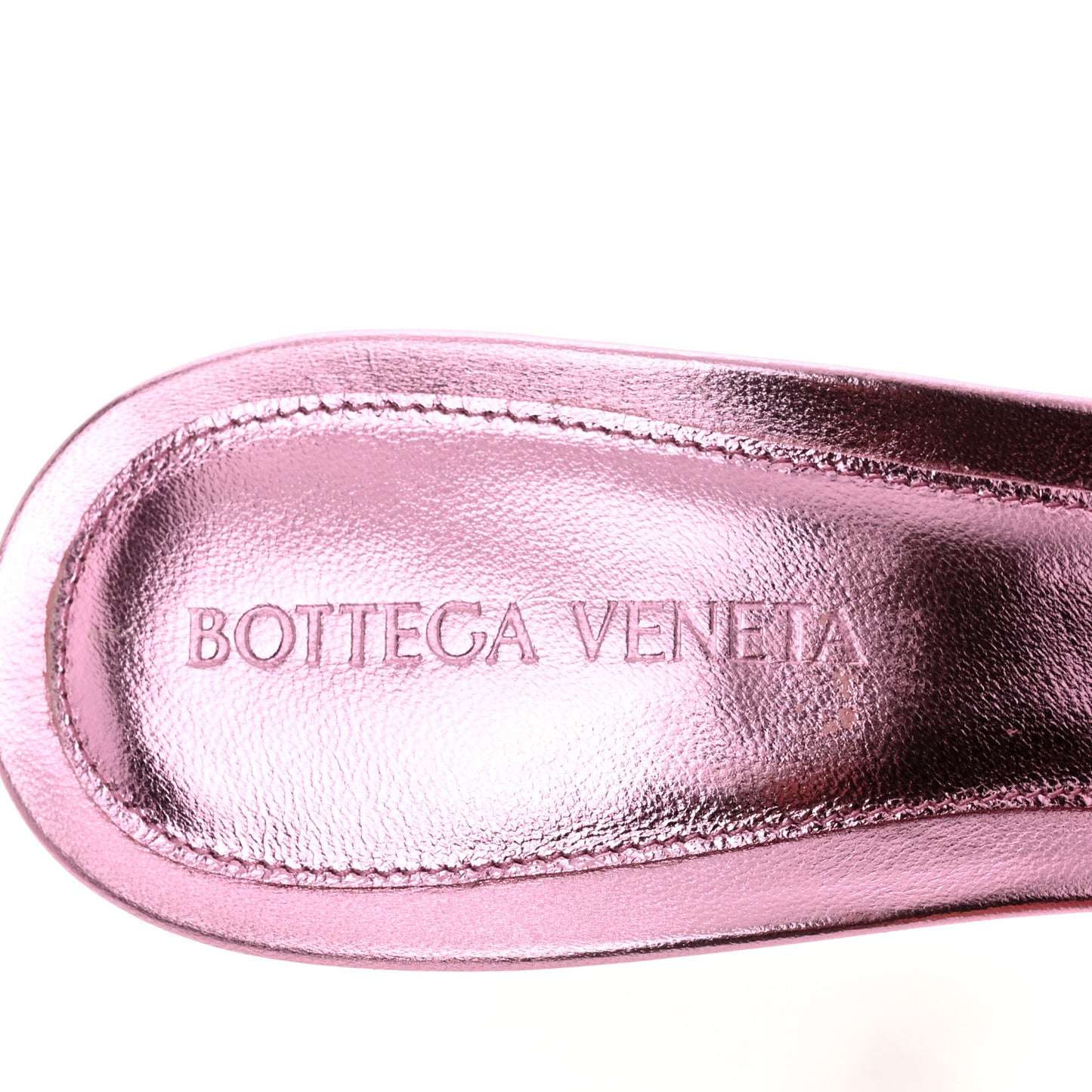 Metallic Nappa Reflection Matelasse Padded Mule Sandals 38 Azalea