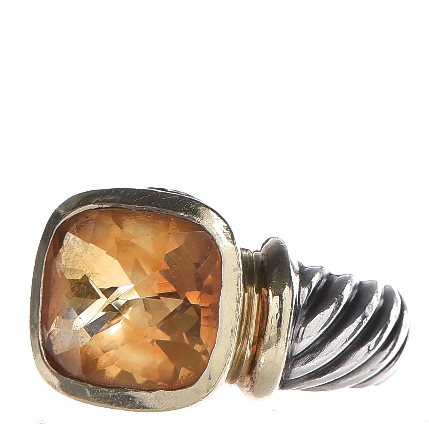 David Yurman Sterling Silver 14K Yellow Gold Citrine 14mm Noblesse Ring 50 5.5 3 of 7