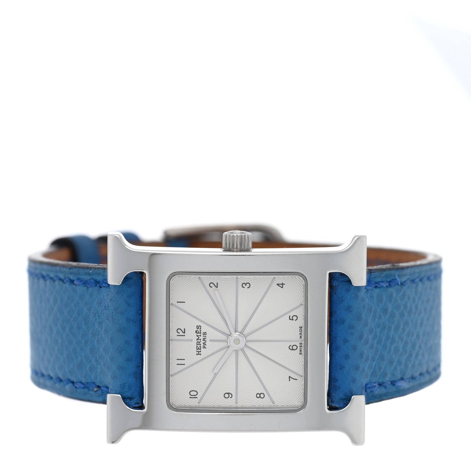 Hermes Stainless Steel Courchevel 21mm Heure H Hour Quartz Watch Bleu France 2 of 4