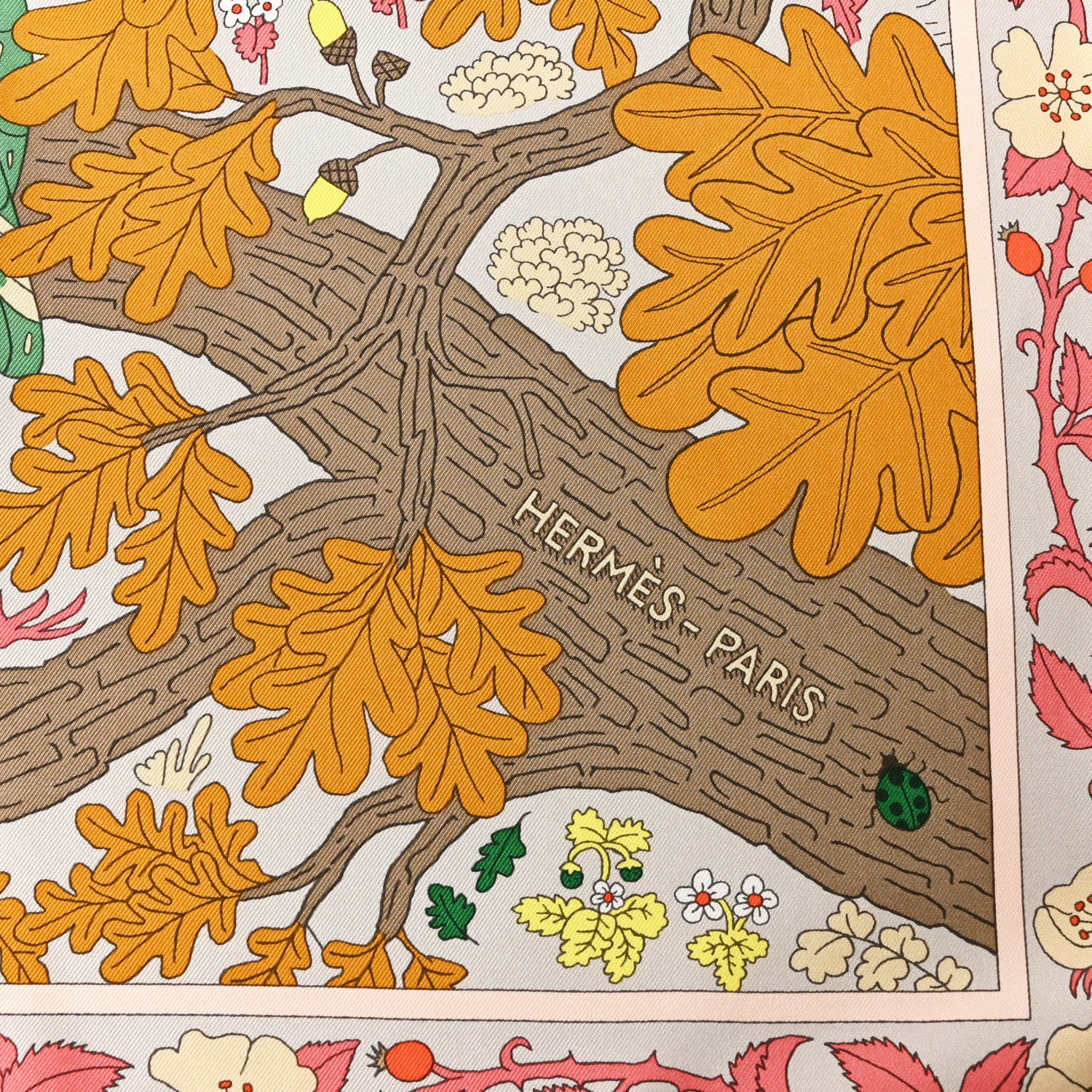 Hermes Silk Dans Les Bras De Selene Scarf 90 Vert Jaune Corail 4 of 8