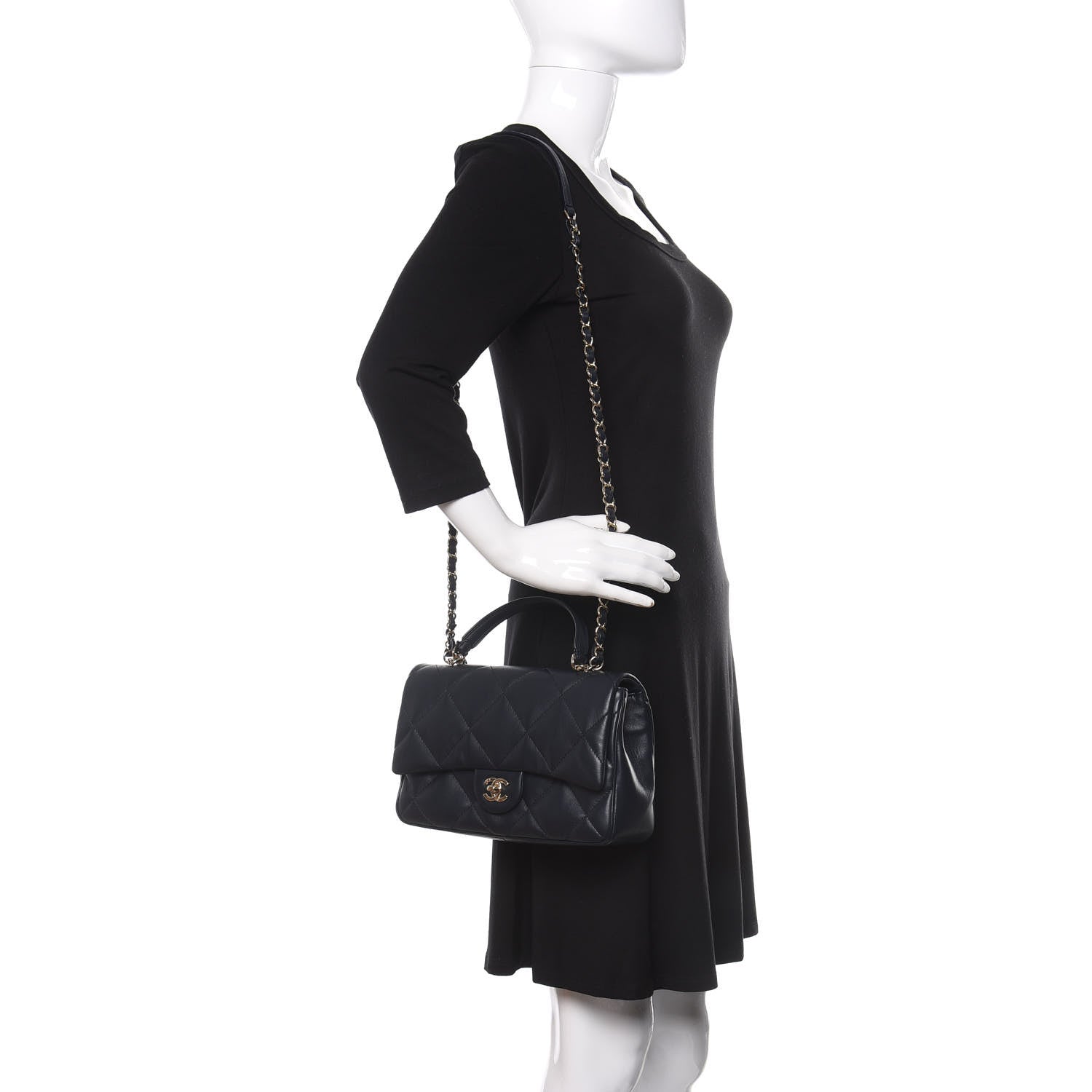 Chanel Lambskin Quilted Easy Carry Flap Navy 2 of 11