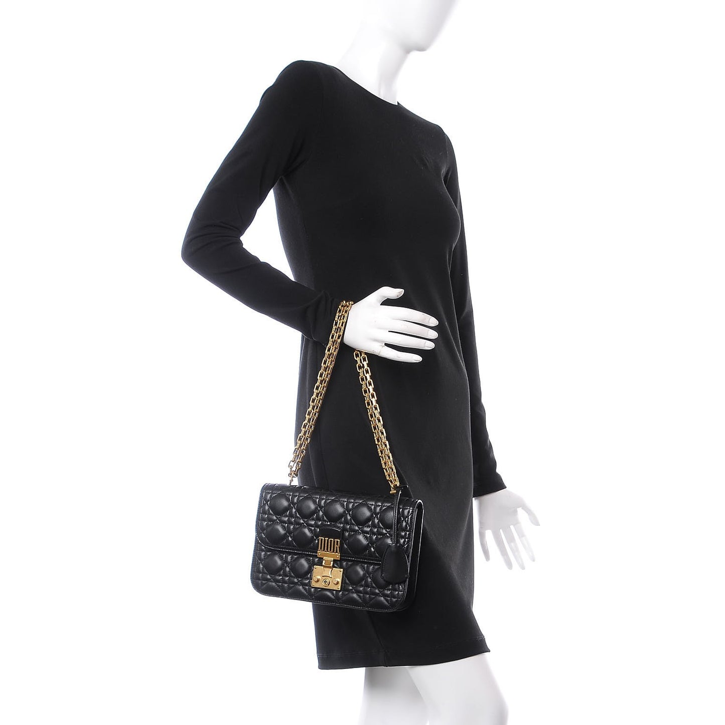 Lambskin Cannage Large Dioraddict Flap Bag Black