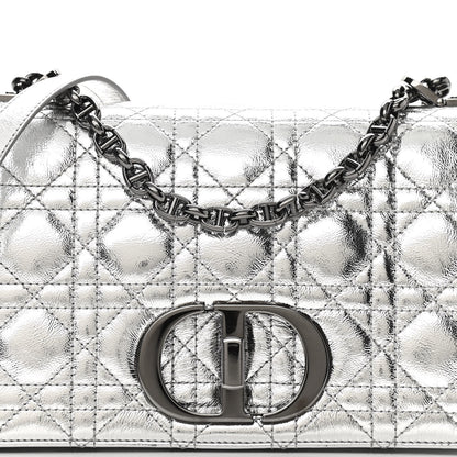 Christian Dior Metallic Calfskin Cannage Medium Caro Bag Argent 8 of 10