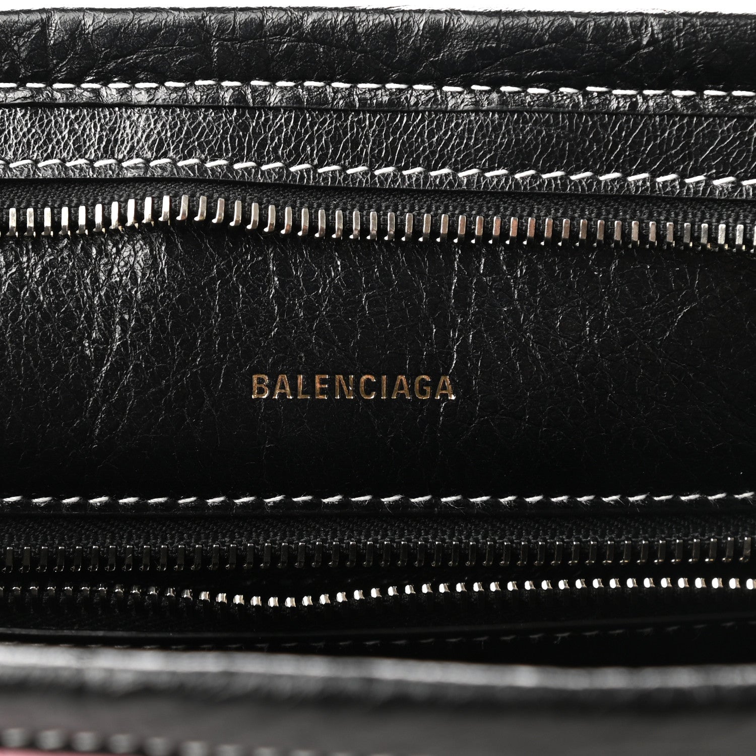 Balenciaga Agneau Arena Striped Large Barbes Z Pouch with Handle Candy Pink Black 6 of 8
