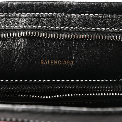 Balenciaga Agneau Arena Striped Large Barbes Z Pouch with Handle Candy Pink Black 6 of 8
