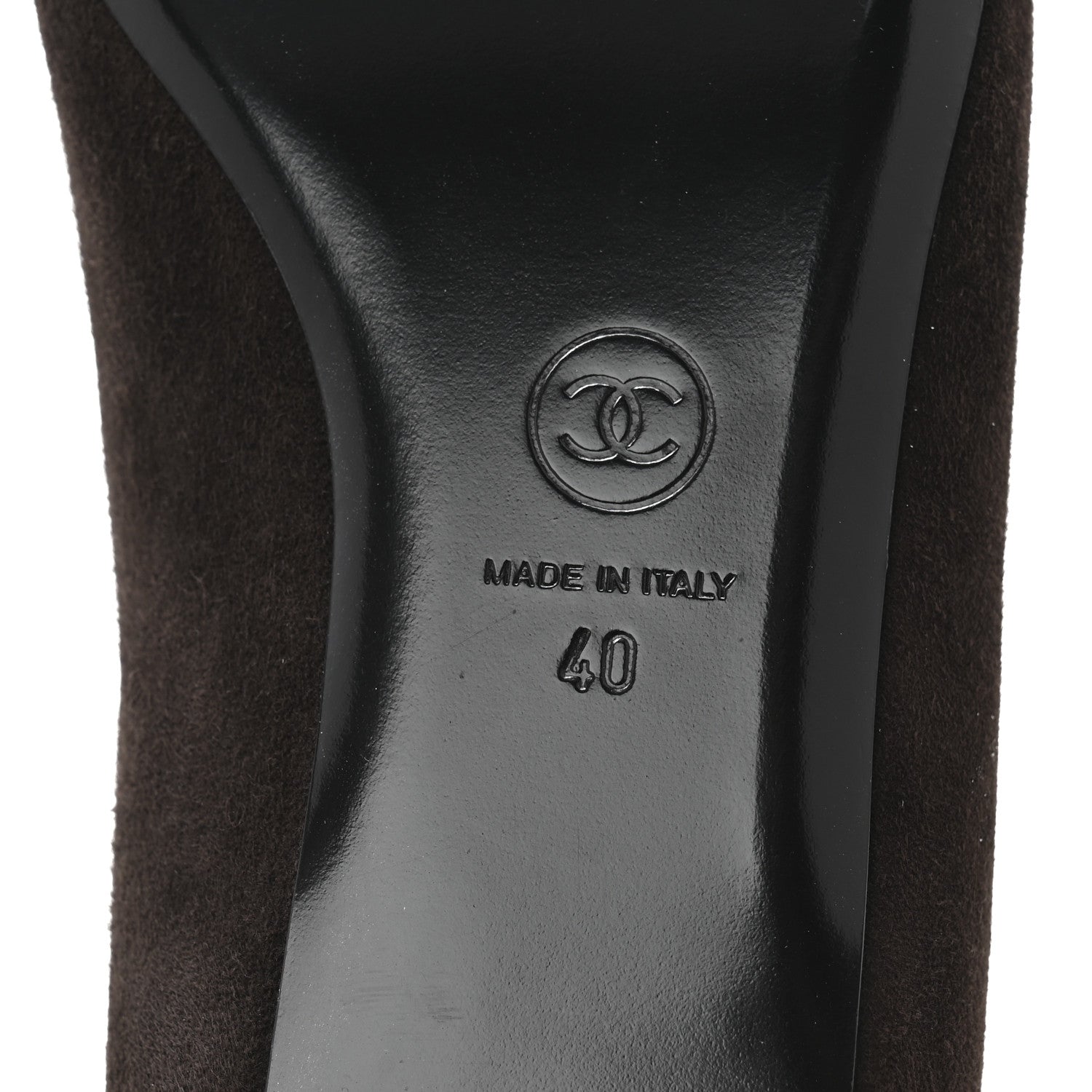 Chanel Suede Lambskin CC Cap Toe Stitched Flats 40 Brown 7 of 9