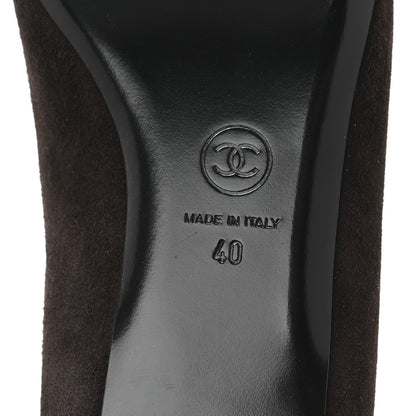 Chanel Suede Lambskin CC Cap Toe Stitched Flats 40 Brown 7 of 9