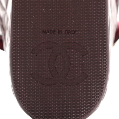 Chanel Shiny Calfskin Logo Platform Sandals 39 Burgundy 8 of 8