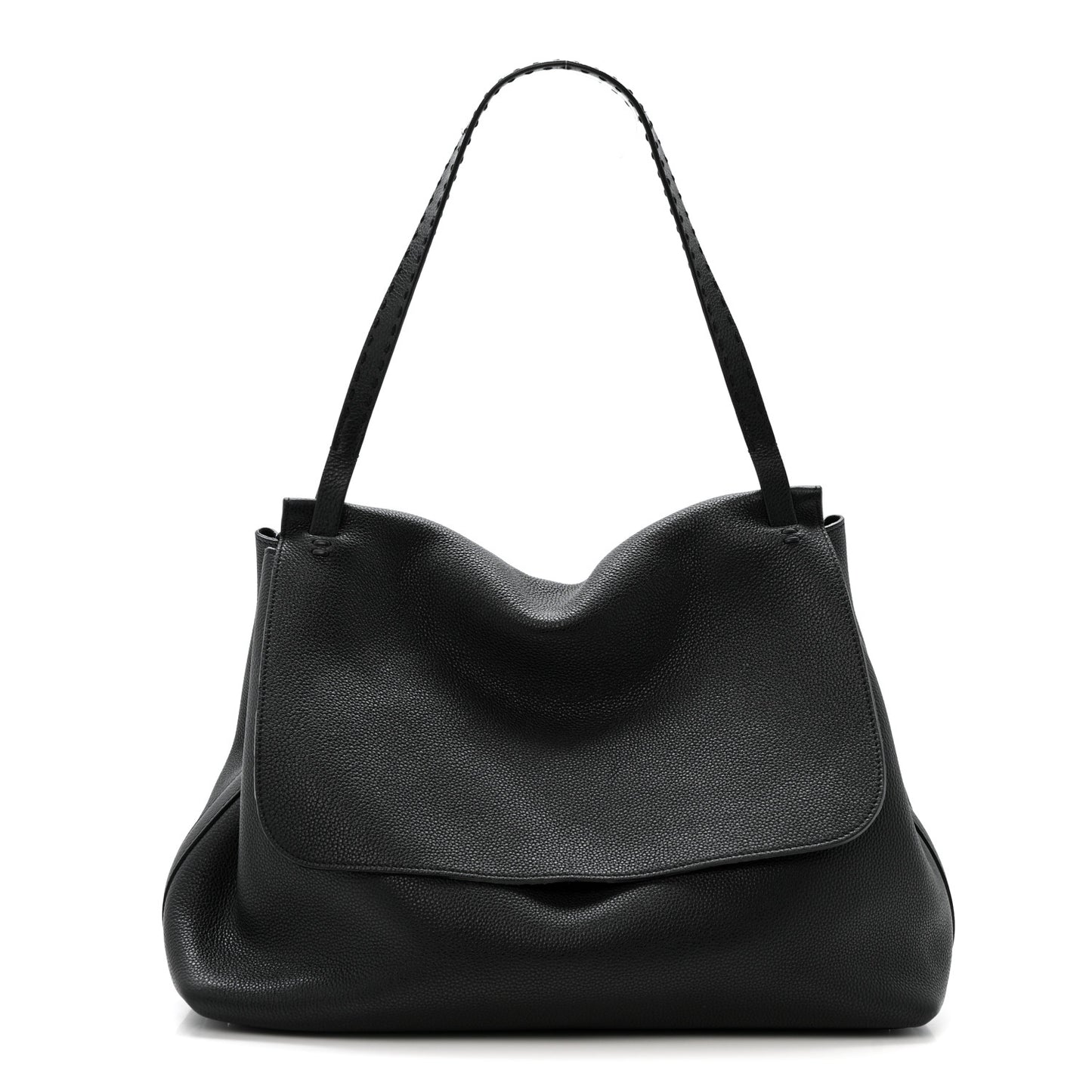 Grained Calfskin Top Handle 14 Bag Black