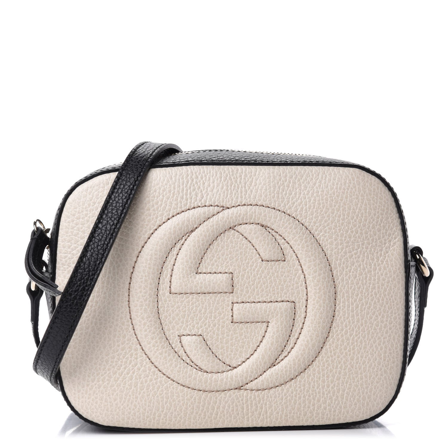 Gucci Dollar Calfskin Bi-Color Small Soho Disco Bag Mystic White Black 1 of 10