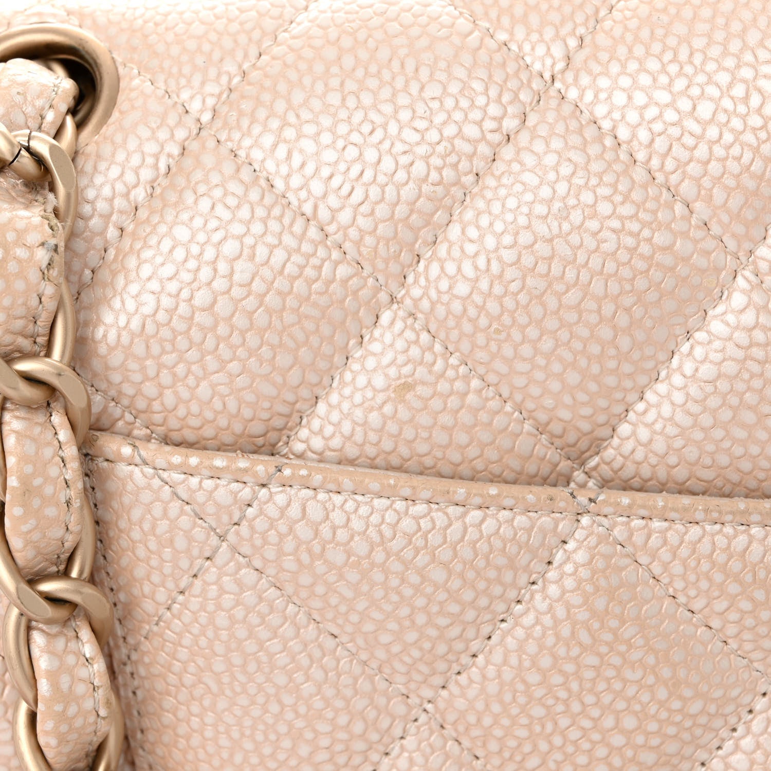 Chanel Iridescent Caviar Quilted Jumbo Double Flap Beige 19 of 21