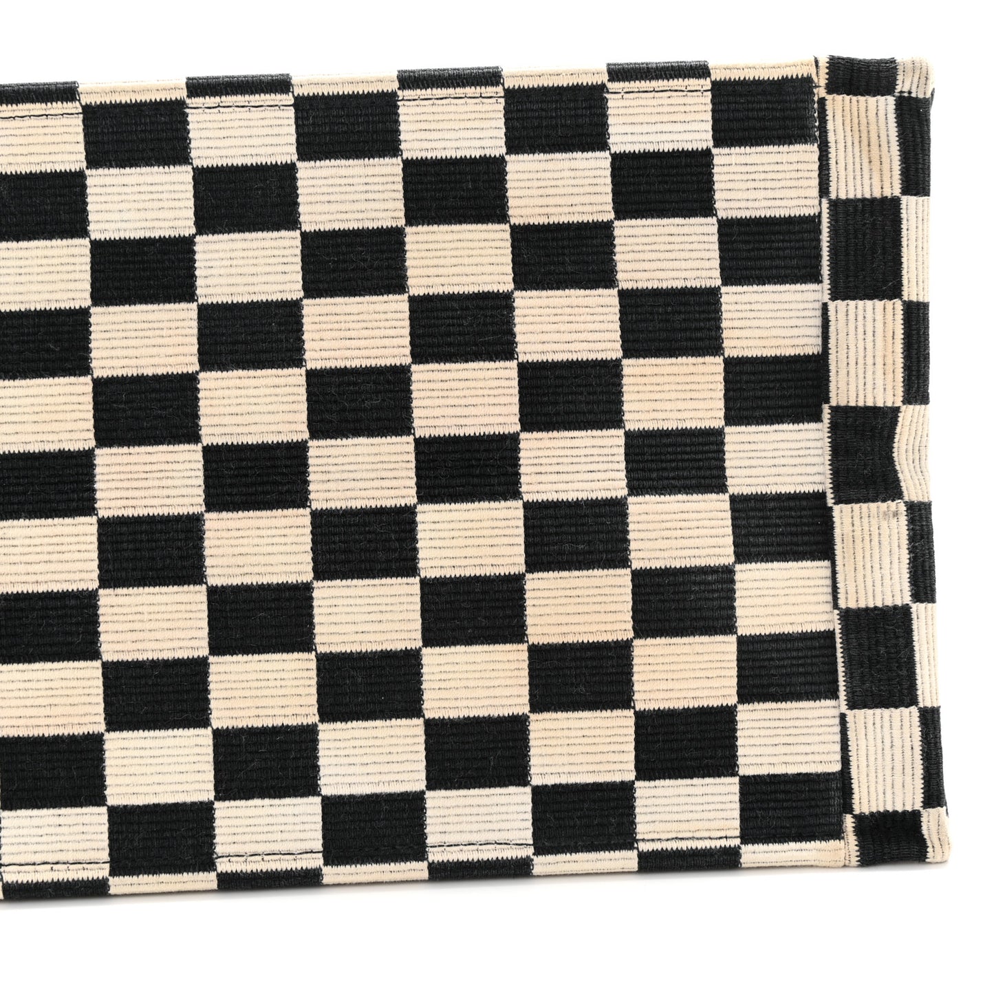 Canvas Embroidered Checkered Book Tote Black White