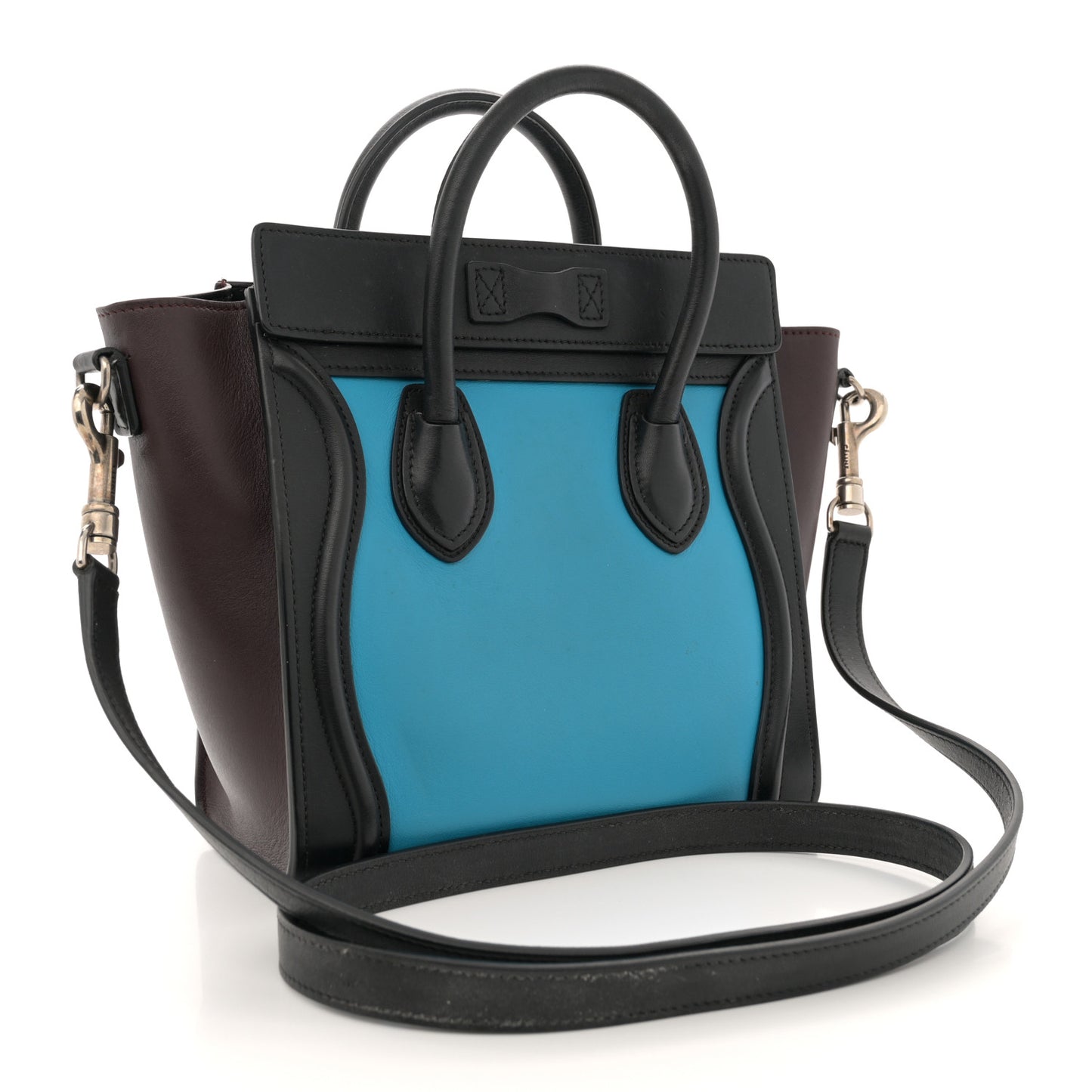 Smooth Calfskin Nano Tri-Color Luggage Turquoise