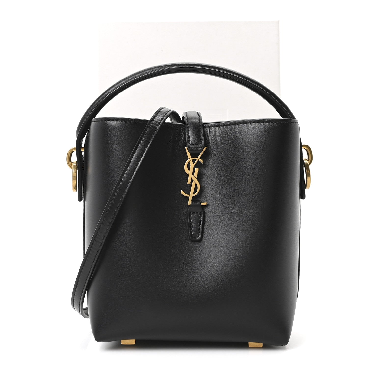 Saint Laurent Shiny Calfskin Le 37 Mini Bucket Bag Black 7 of 9