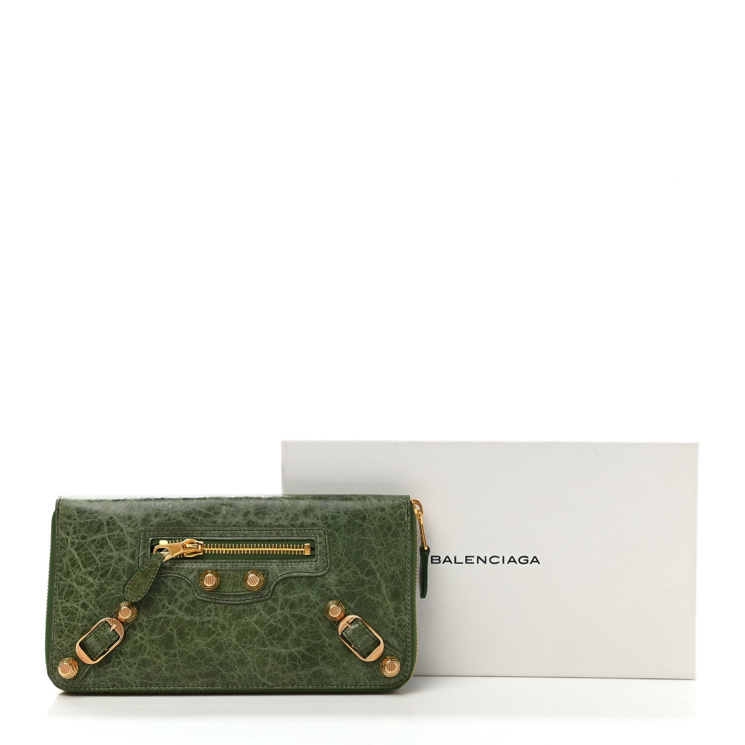 Balenciaga Agneau Arena Giant 12 Gold Hardware Compagnon Wallet Thyme 8 of 8