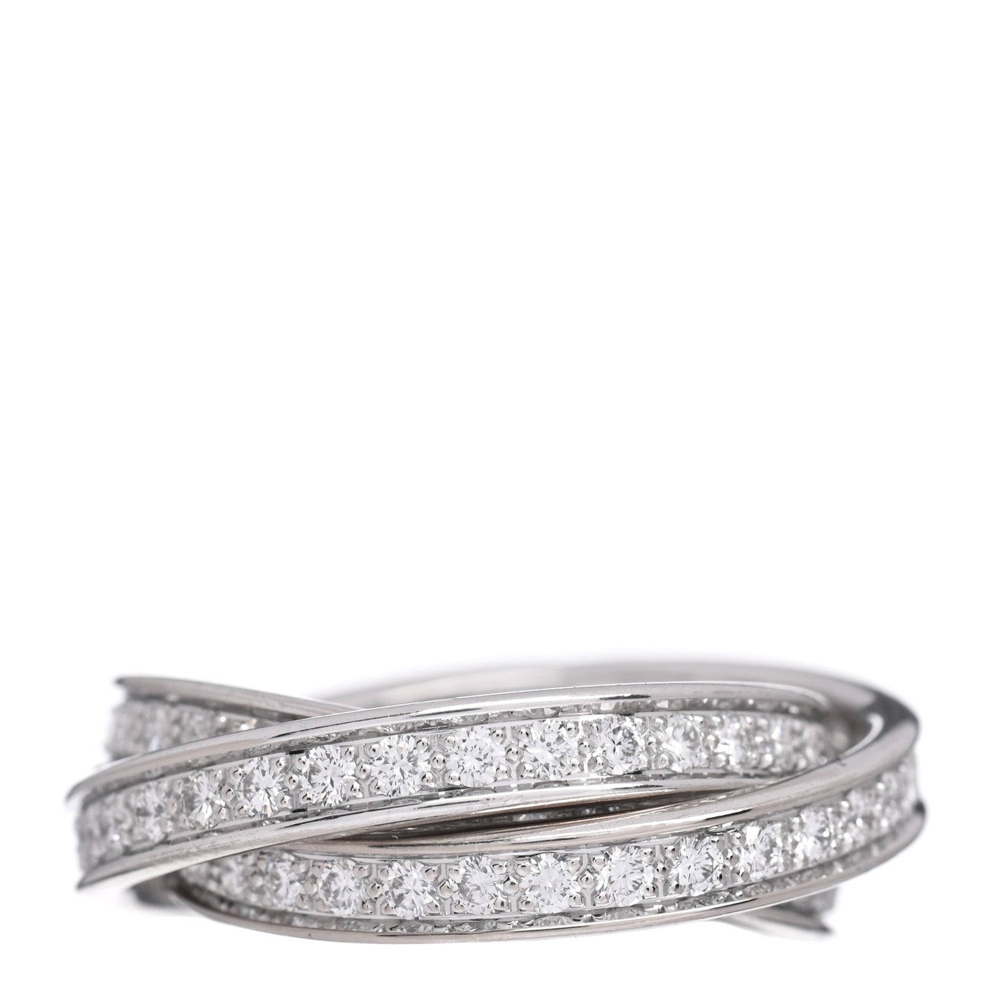 18K White Gold Diamond Trinity Ring 53 6.25
