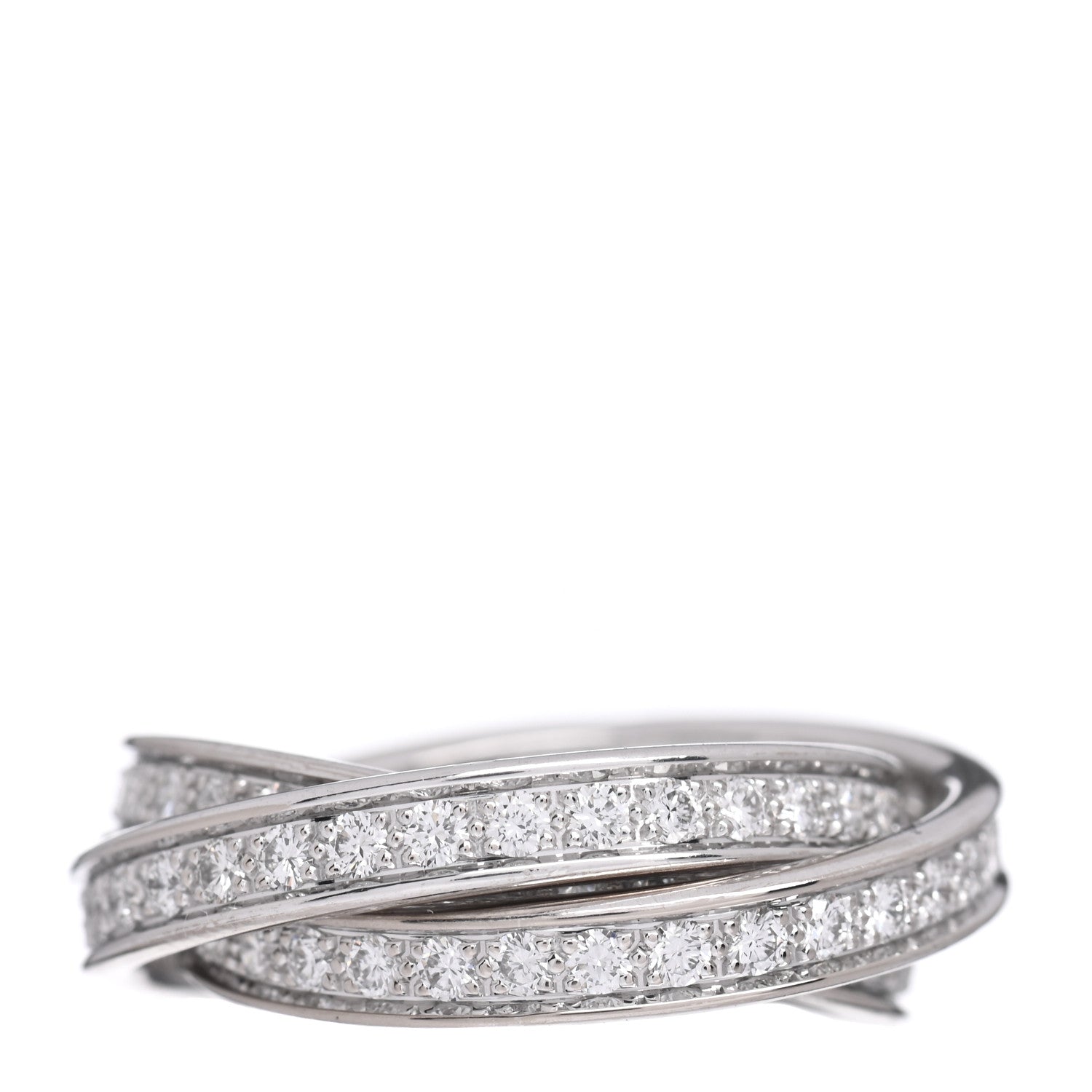 Cartier 18K White Gold Diamond Trinity Ring 53 6.25 1 of 7