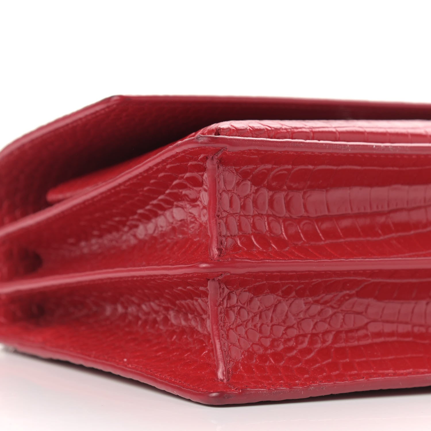 Saint Laurent Calfskin Crocodile Embossed Medium Monogram Sunset Rouge Eros 7 of 8