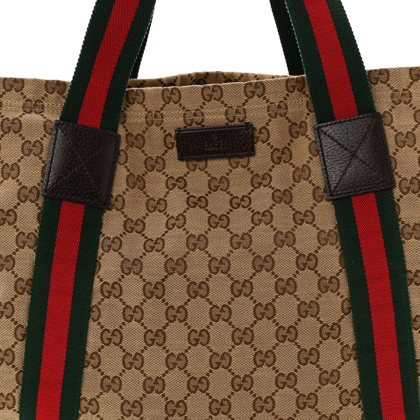 GG Monogram Medium Web Handle Vertical Tote Dark Brown