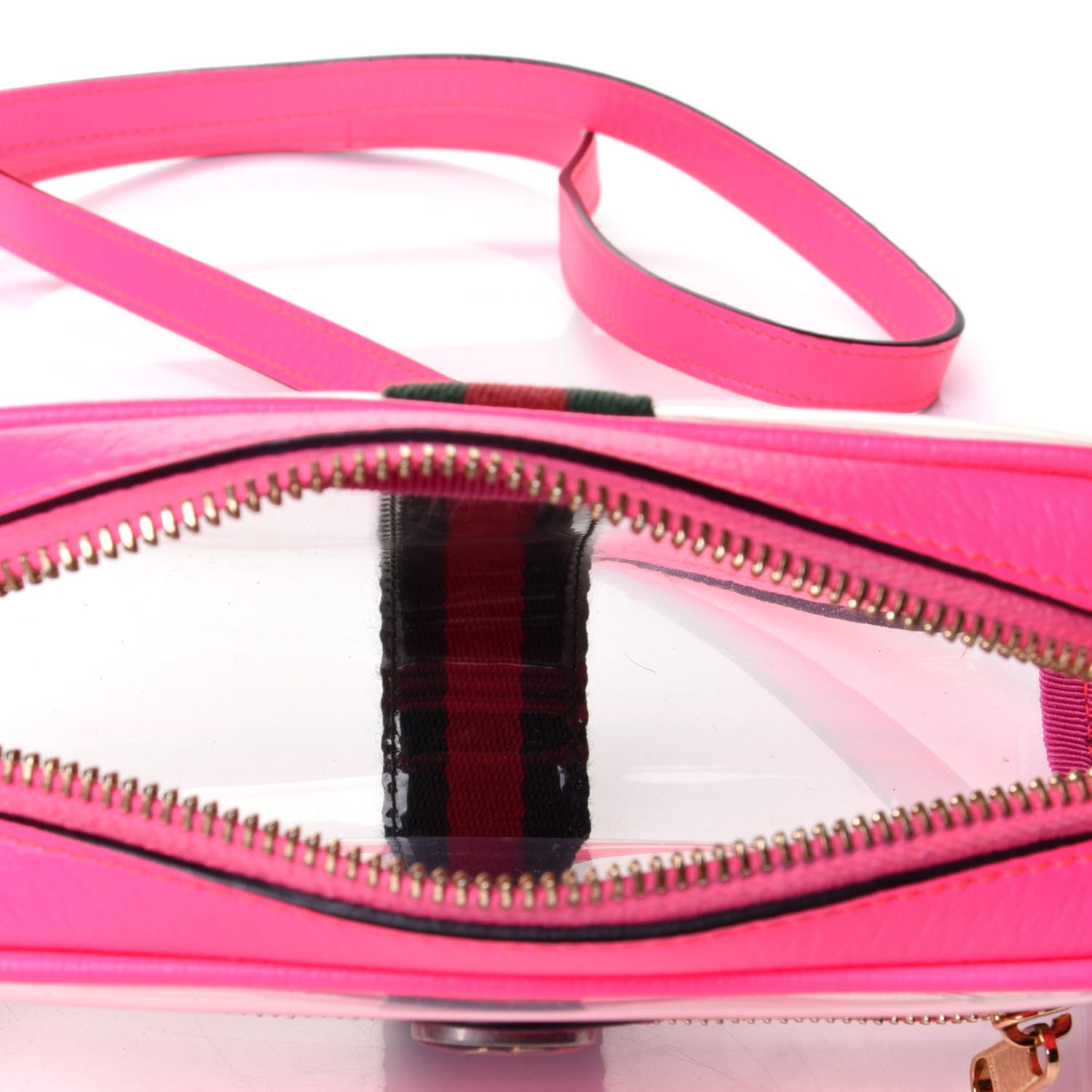 Gucci Vinyl Web Mini Ophidia Transparent Shoulder Bag Fluorescent Fuchsia 4 of 4