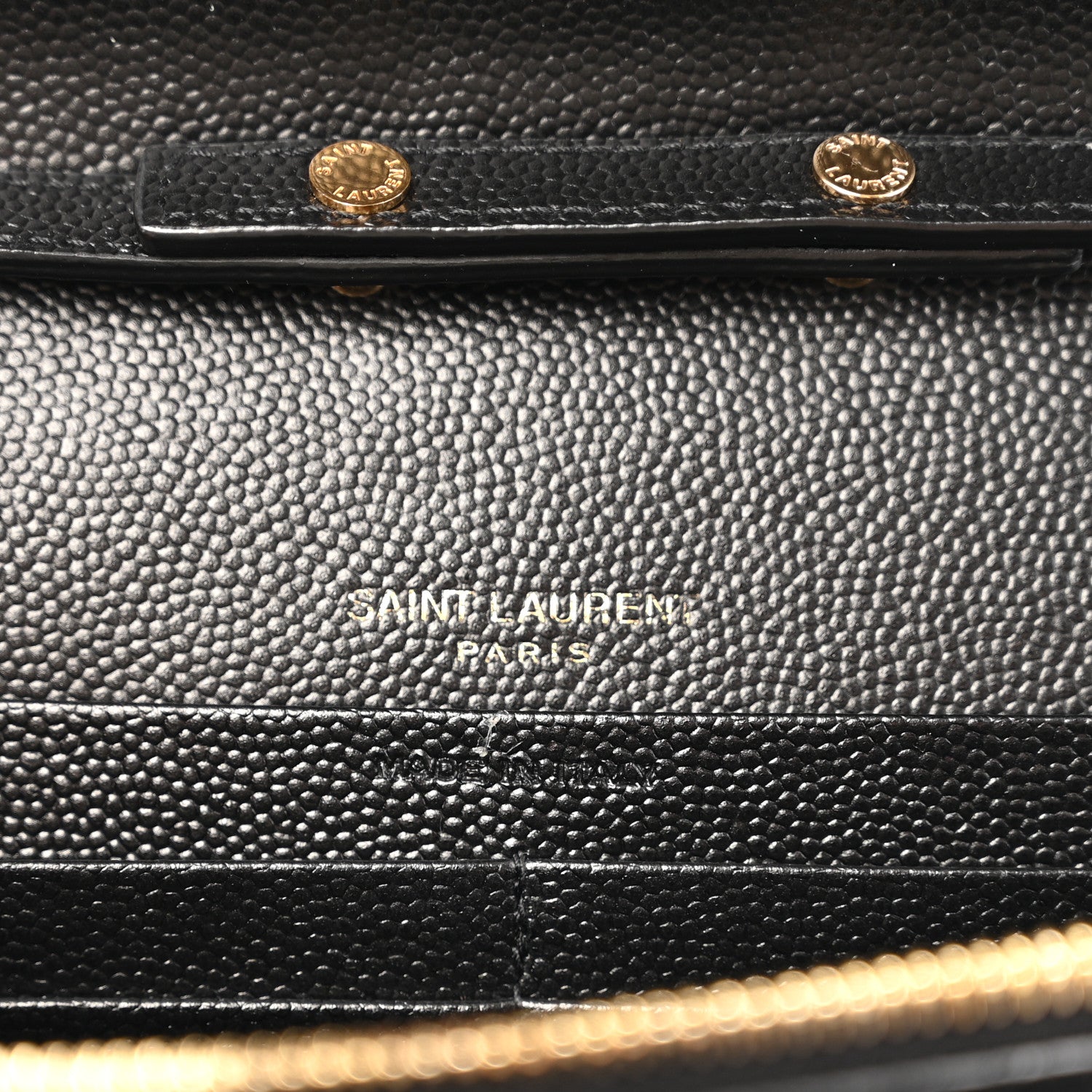 Saint Laurent Grain De Poudre Matelasse Chevron Monogram Chain Wallet Black 7 of 12