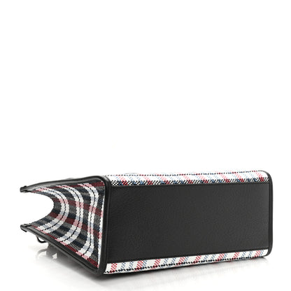 Gucci Canvas Plaid ICCUG Embroidered Small Tote Bag Black White Red Blue Smile Yellow 4 of 10
