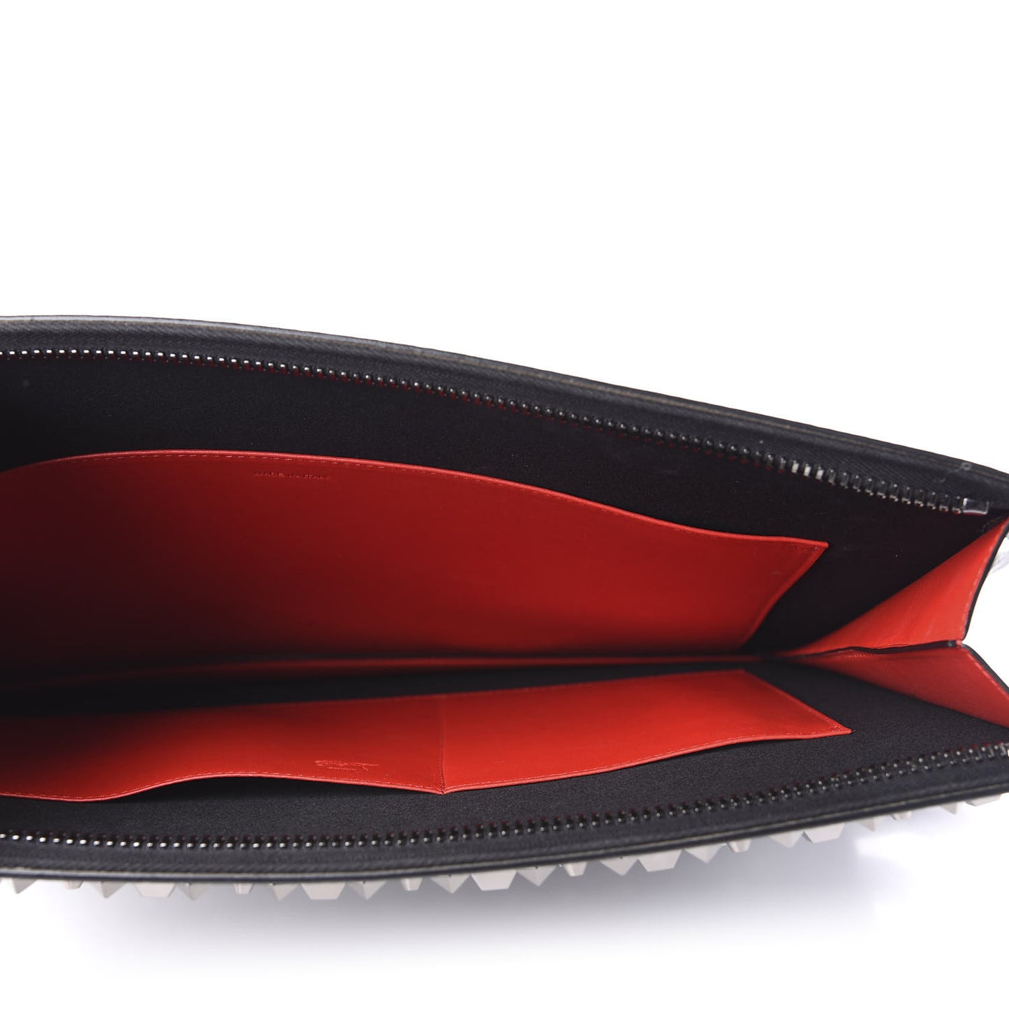 Calfskin Spiked Studded Large Trictrac Portfolio Bag Black