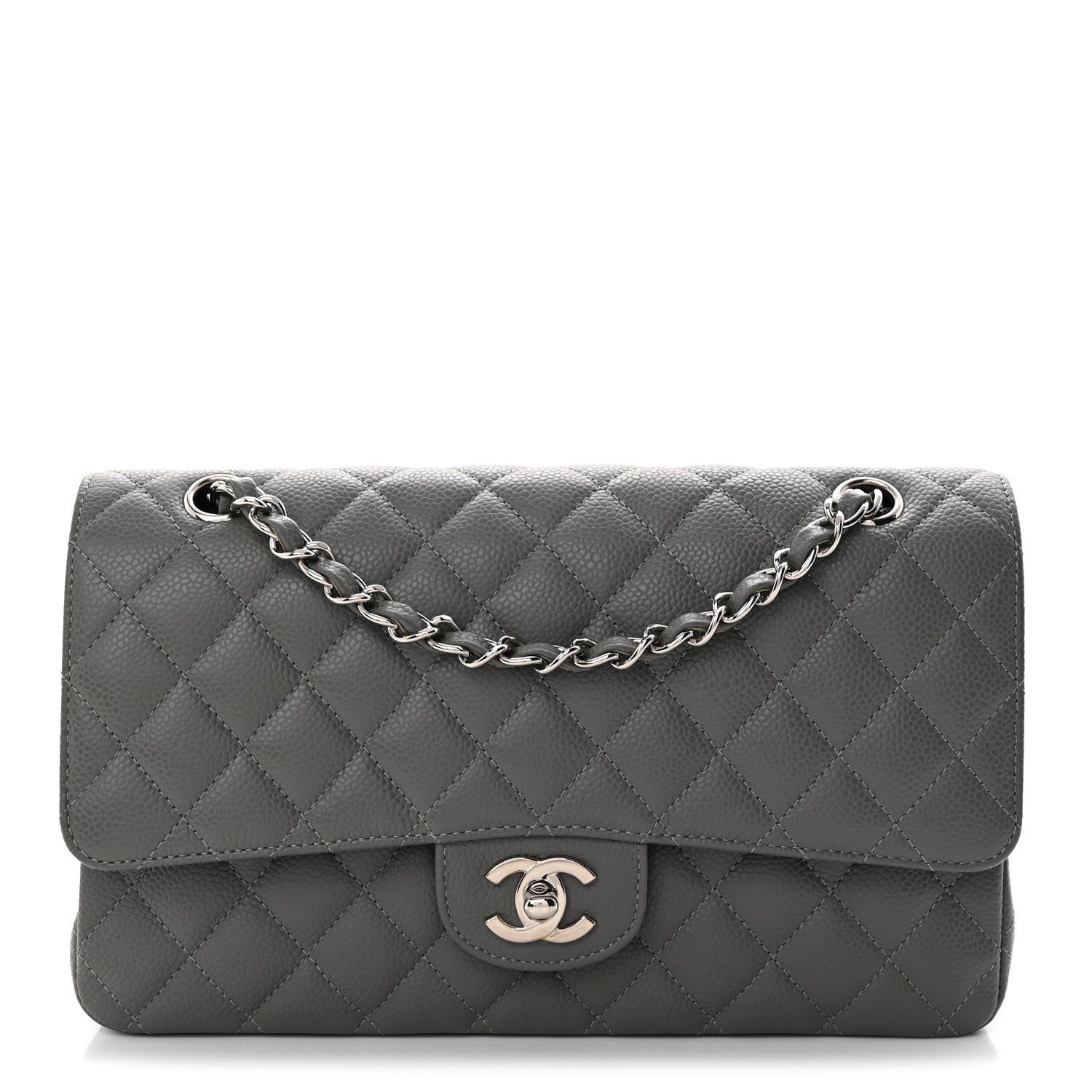 Chanel Caviar Quilted Medium Double Flap Grey 1 of 10