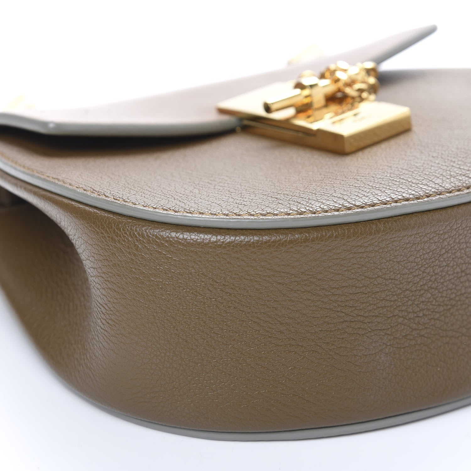 Chloe Grained Lambskin Nano Drew Shoulder Bag Woody Khaki 7 of 10
