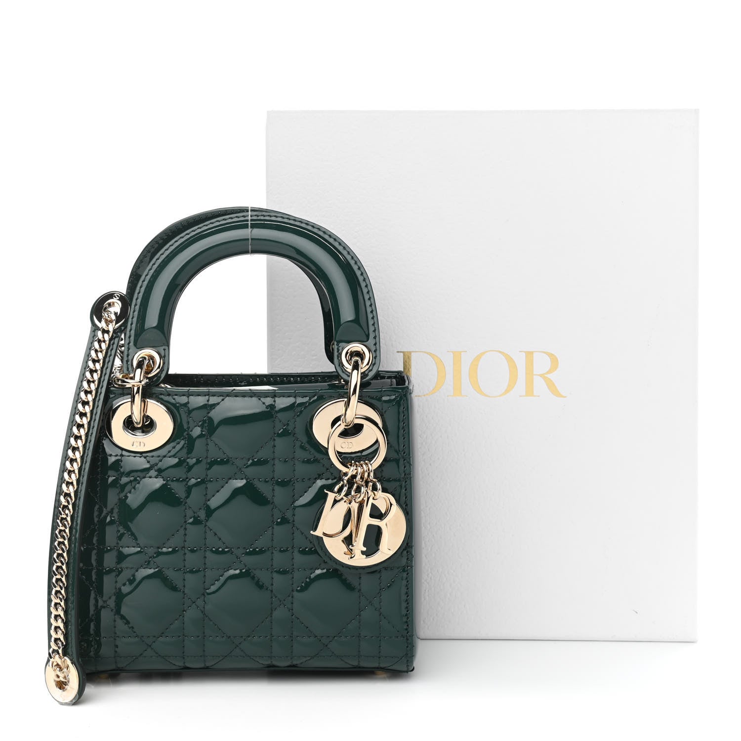 Christian Dior Patent Cannage Mini Lady Dior Pine Green 11 of 11