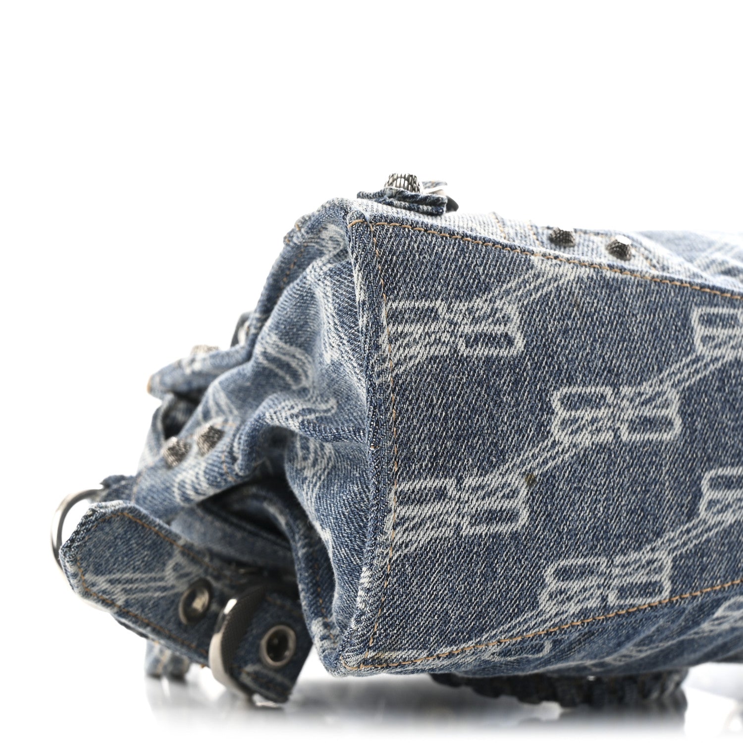 Balenciaga Denim BB Monogram Neo Cagole Handbag XS Blue 10 of 11
