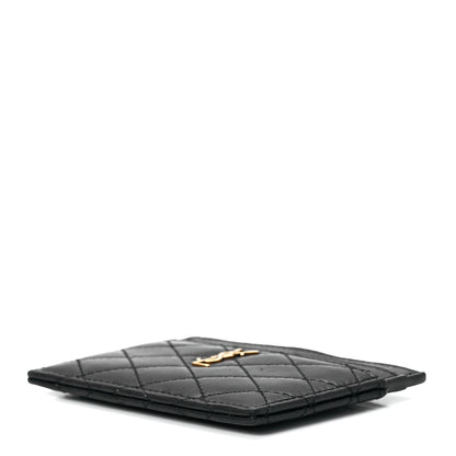 Saint Laurent Lambskin Quilted Monogram Gaby Card Case Black 9 of 12
