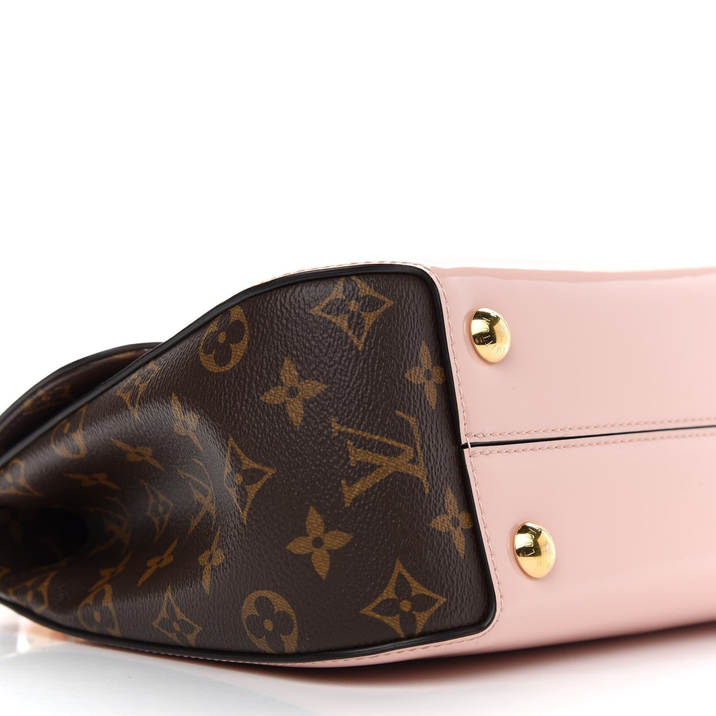 Patent Calfskin Monogram Cherrywood PM Rose Ballerine