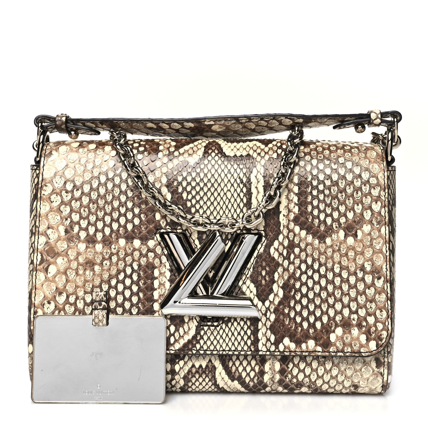 Louis Vuitton Snakeskin Twist Shoulder Bag MM Brown 1 of 9