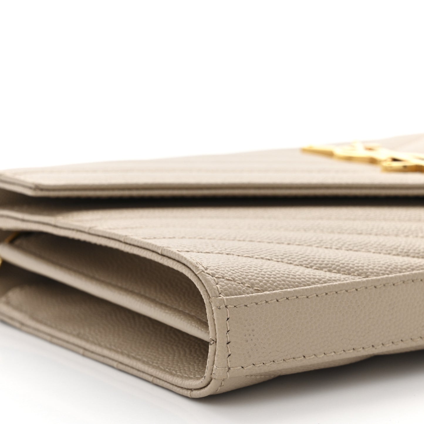 Grain De Poudre Matelasse Chevron Monogram Chain Wallet Nude Powder