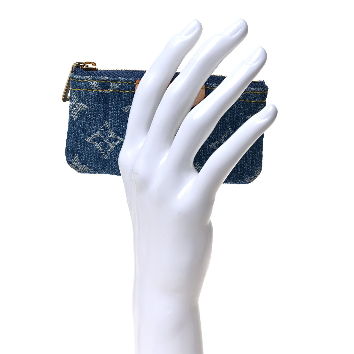 Louis Vuitton Monogram Denim Key Pouch Denim Blue 2 of 8