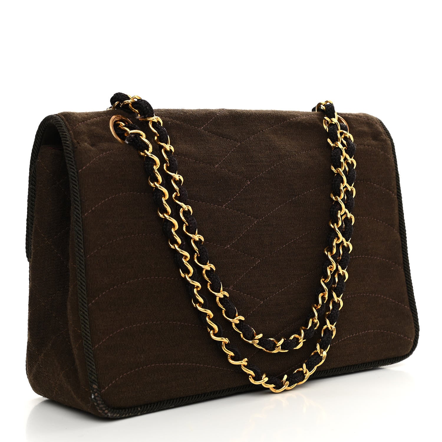 Chanel Jersey Scallop Quilted Medium Pagoda Flap Brown 3 of 11