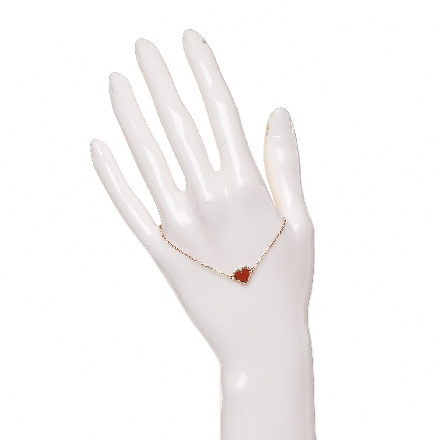 18K Rose Gold Carnelian Sweet Alhambra Heart Bracelet