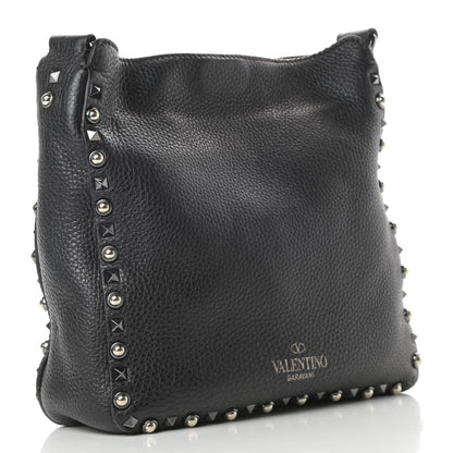 Valentino Garavani Pebbled Calfskin Small Rockstud Rolling Flip-Lock Messenger Bag Black 3 of 10