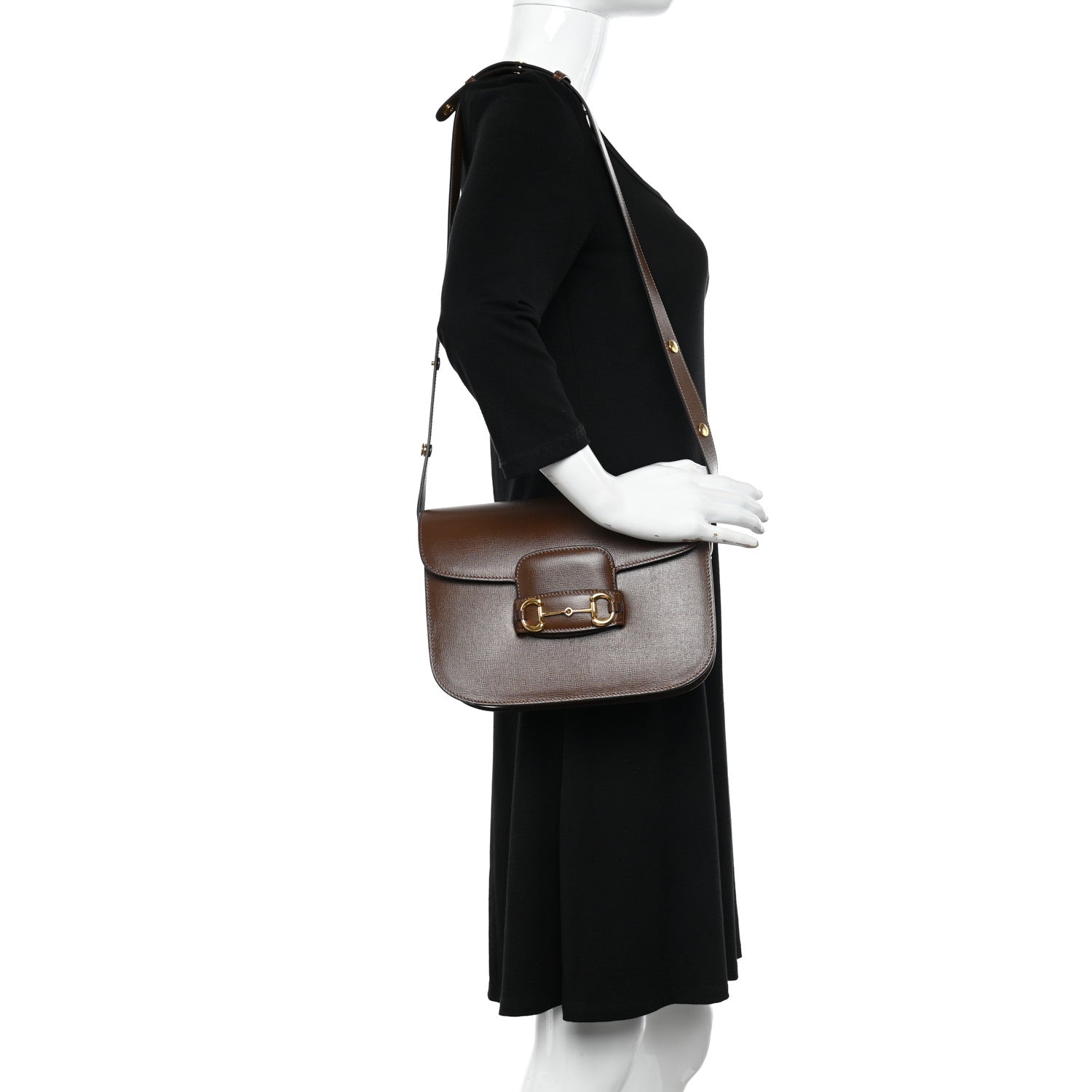 Gucci Azalea Calfskin Horsebit 1955 Shoulder Bag Brown Sugar 2 of 13