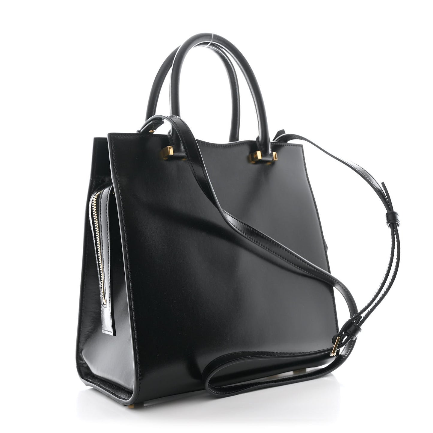 Shiny Calfskin Small Uptown Tote Black