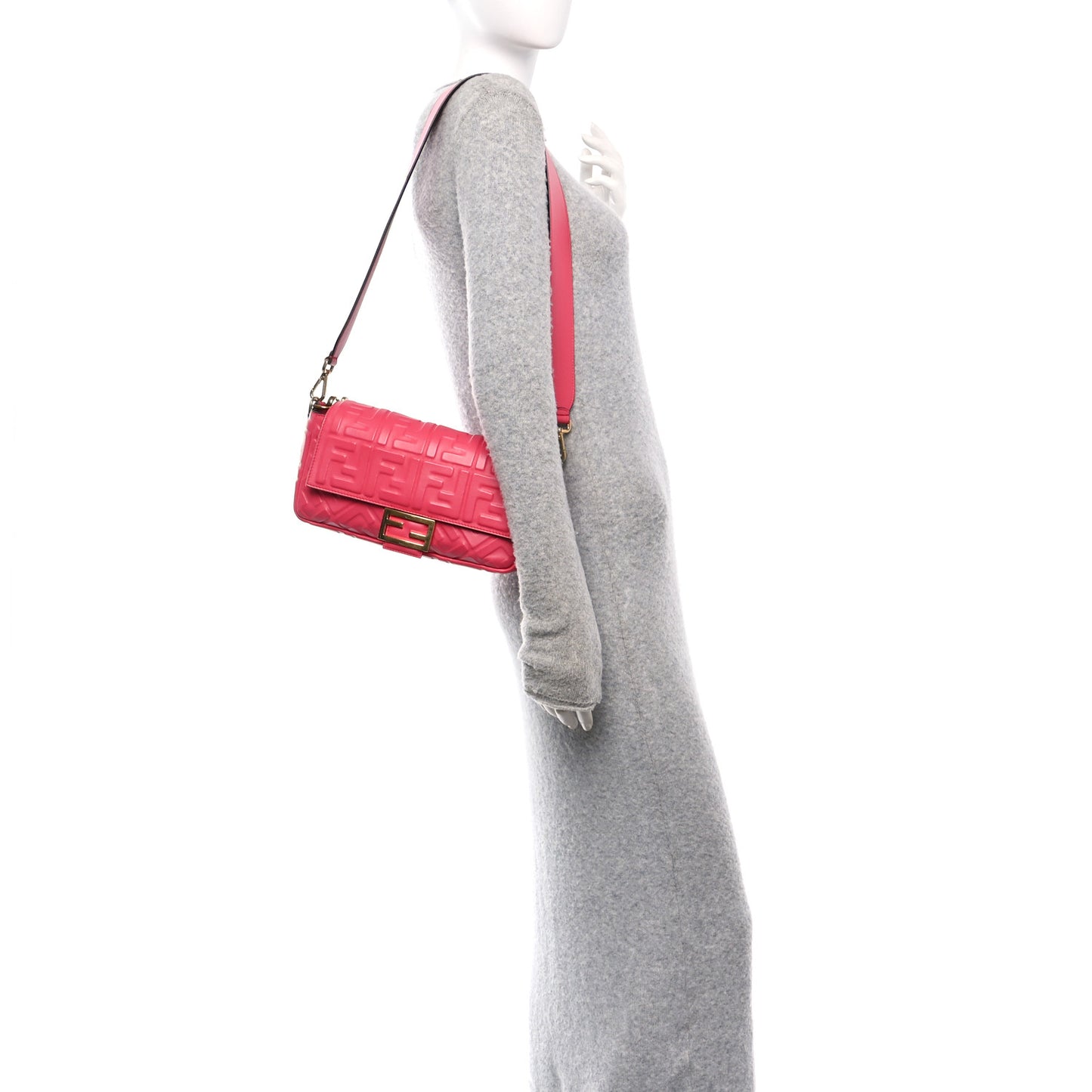 Nappa FF 1974 Embossed Baguette Lampone
