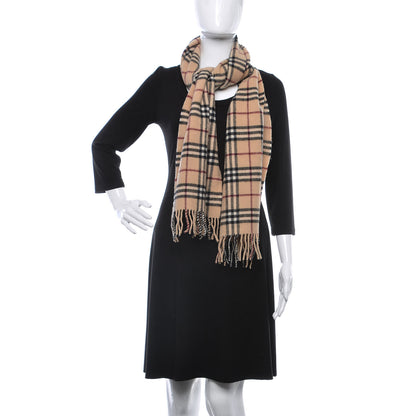 Burberry Lambswool Check Fringe Scarf Camel 2 of 4