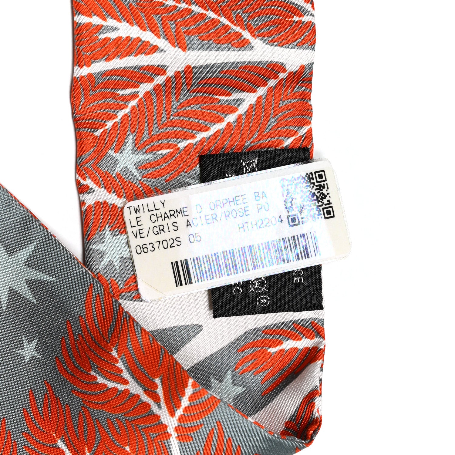 Hermes Silk Le Charme D Orphee Twilly Gris Acier Rose Poudre 4 of 4
