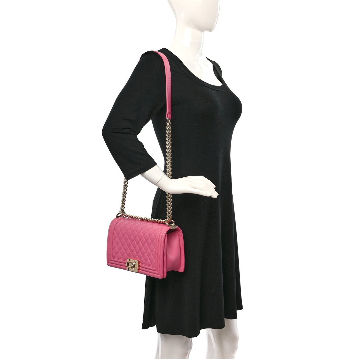 Calfskin Quilted Medium Boy Flap Pink